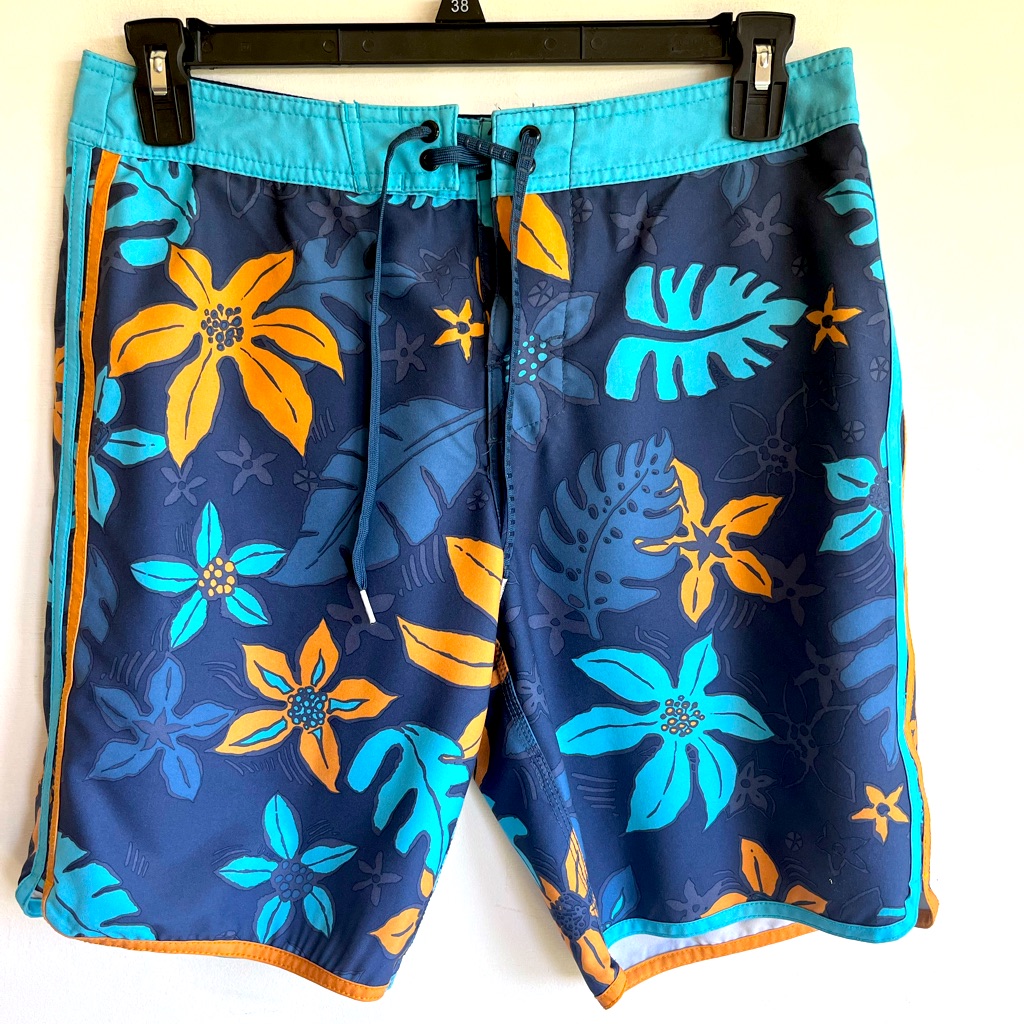 Oneill Surf Brand Surfing Board Shorts Mens 32 Blue And Orange Design